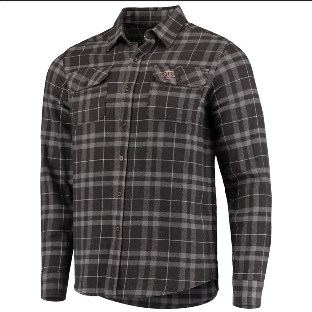 Antigua Texas A&M flannel button down gray